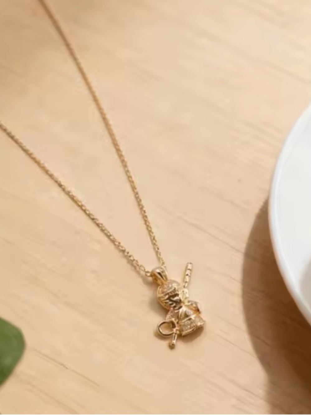 18K Gold Monkey King w/ Staff Micro Pave Diamond Inlay Necklace Mythology Legend - Picture 7 of 13